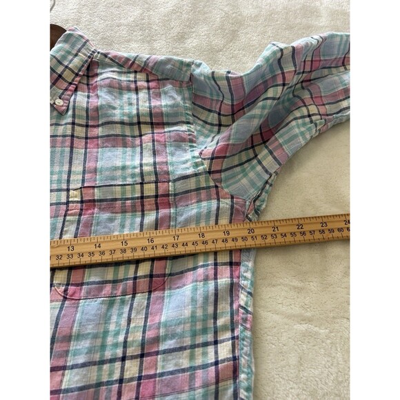 Brooks Brothers Mens Medium All Irish Linen Button Down Shirt Pastel Plaid - Picture 9 of 12